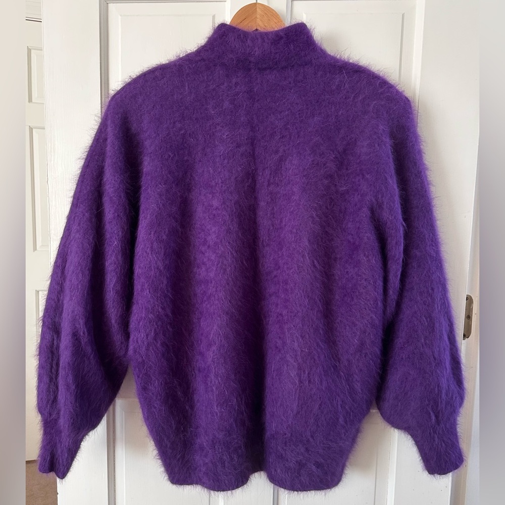 Exclusively Misook Vintage Vibrant Purple Angora Cardigan Jacket One Size XL - Picture 2 of 12